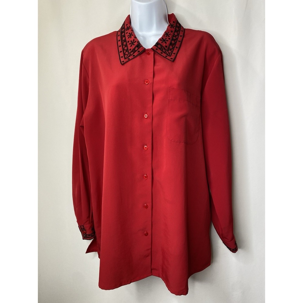 Vintage Just For Women Button‎ Up Shirt Size 16W Victorian Regency Career Wear